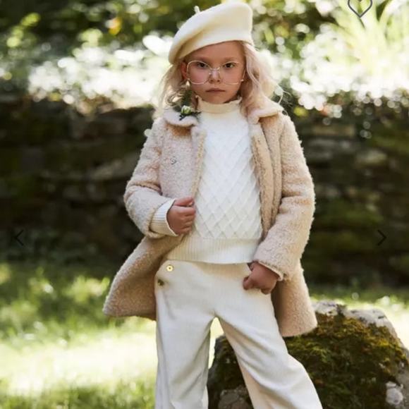 Janie & Jack Sherpa Beige Jacket Size 3-4 - Picture 1 of 8